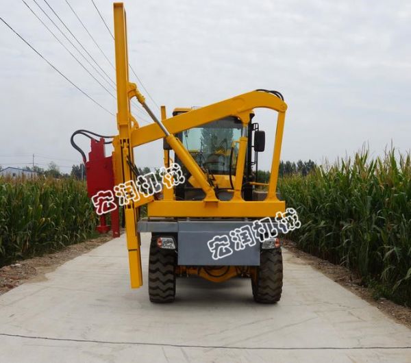 铲车式公路波形护栏打桩机