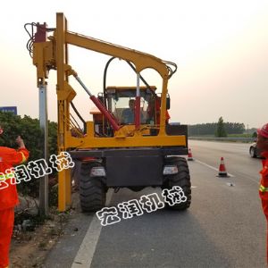护栏打桩机河南兰考施工现场